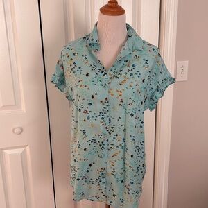 BeachLunchLounge Top ruffle sleeve fish pattern cruise wear